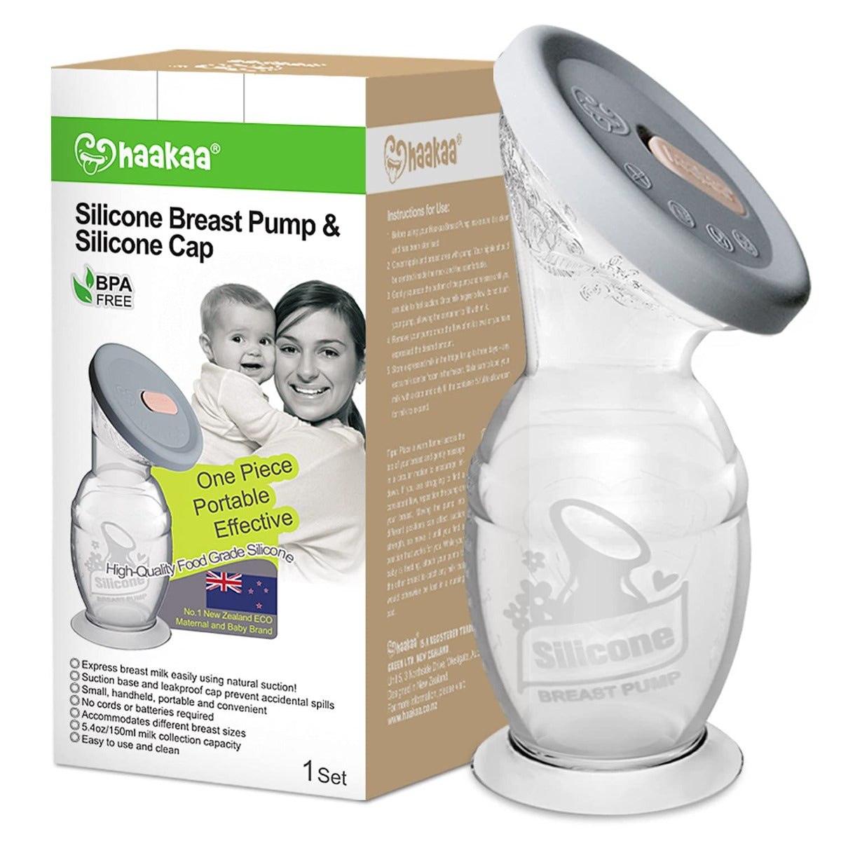 Haakaa Gen 2 Silicone Manual Breast Pump, 150ml (w/ Suction Base & Lid) - 3 Colors - Pupsik Singapore