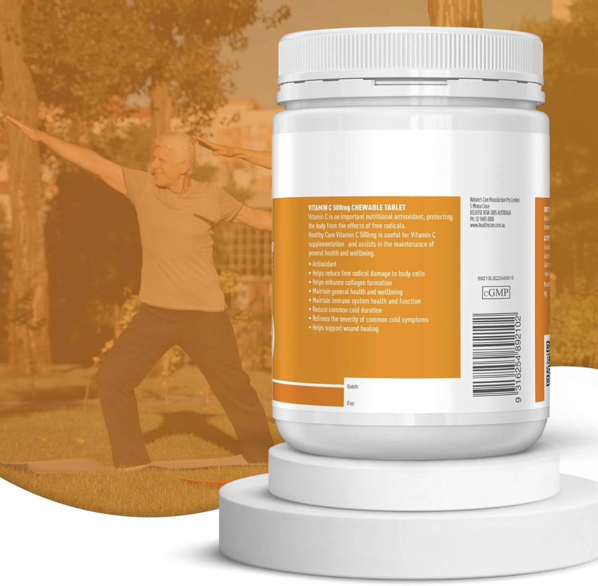 Healthy Care Vitamin C 500mg, 500 Chewable Tablets (Exp 07/27)