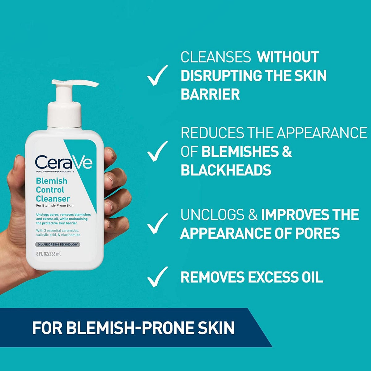 CeraVe Blemish Control Gel-to-Foam Cleanser (236ml) - Exp 05/26