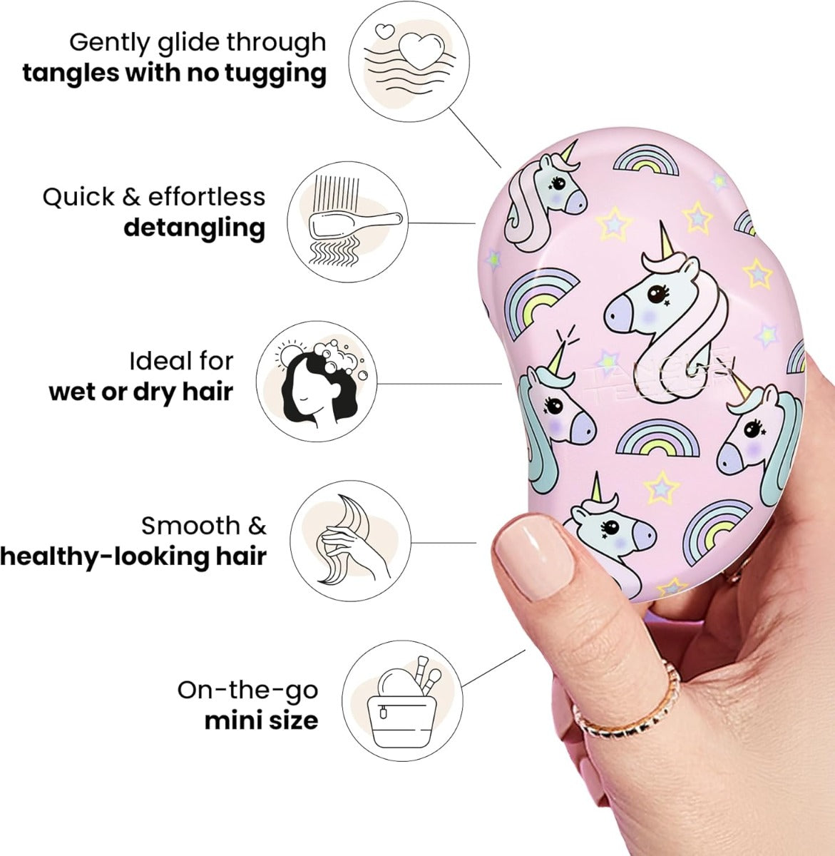 Tangle Teezer Original Detangling Mini Hairbrush, Straight & Curly (5 Designs)
