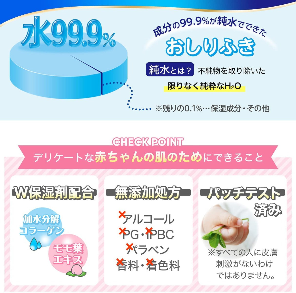 LEC 99.9% Pure Water Baby Soft Wet Wipes, 8x80=640pc