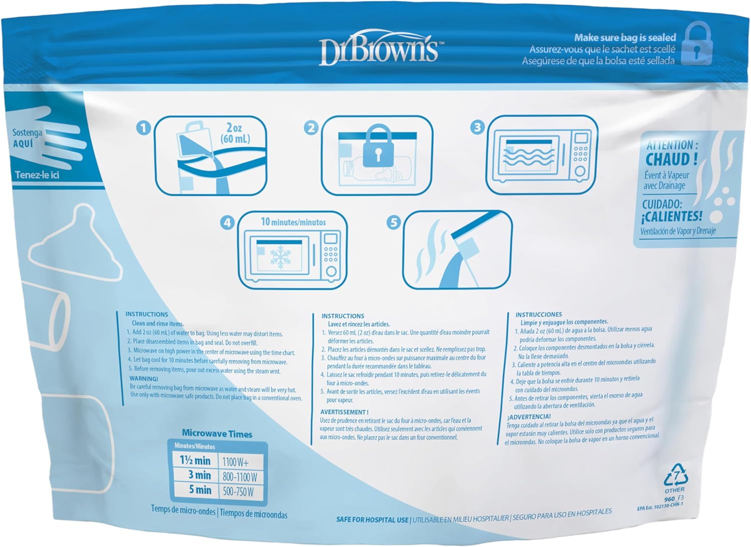 Dr. Brown's Microwave Steam Sterilizer Bags, 5 pack