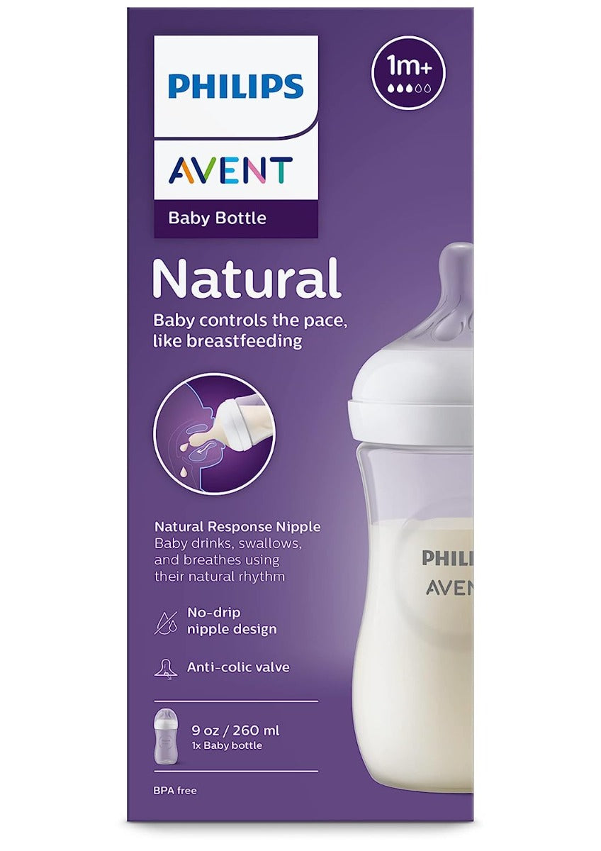 Philips Avent Natural Response 260ml Milk Baby Bottles, 1pk (5 Designs)