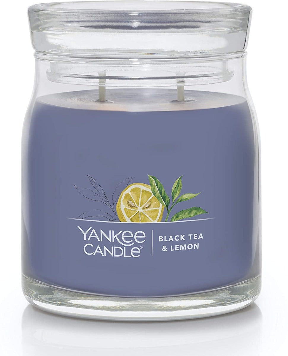 Yankee Candle Signature Medium Jar Candle, 2-wicks (13oz) - Black Tea and Lemon