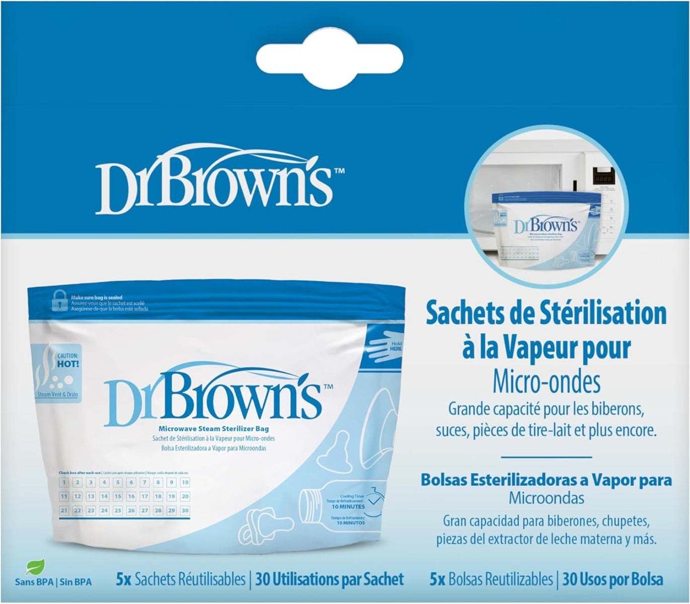 Dr. Brown's Microwave Steam Sterilizer Bags, 5 pack