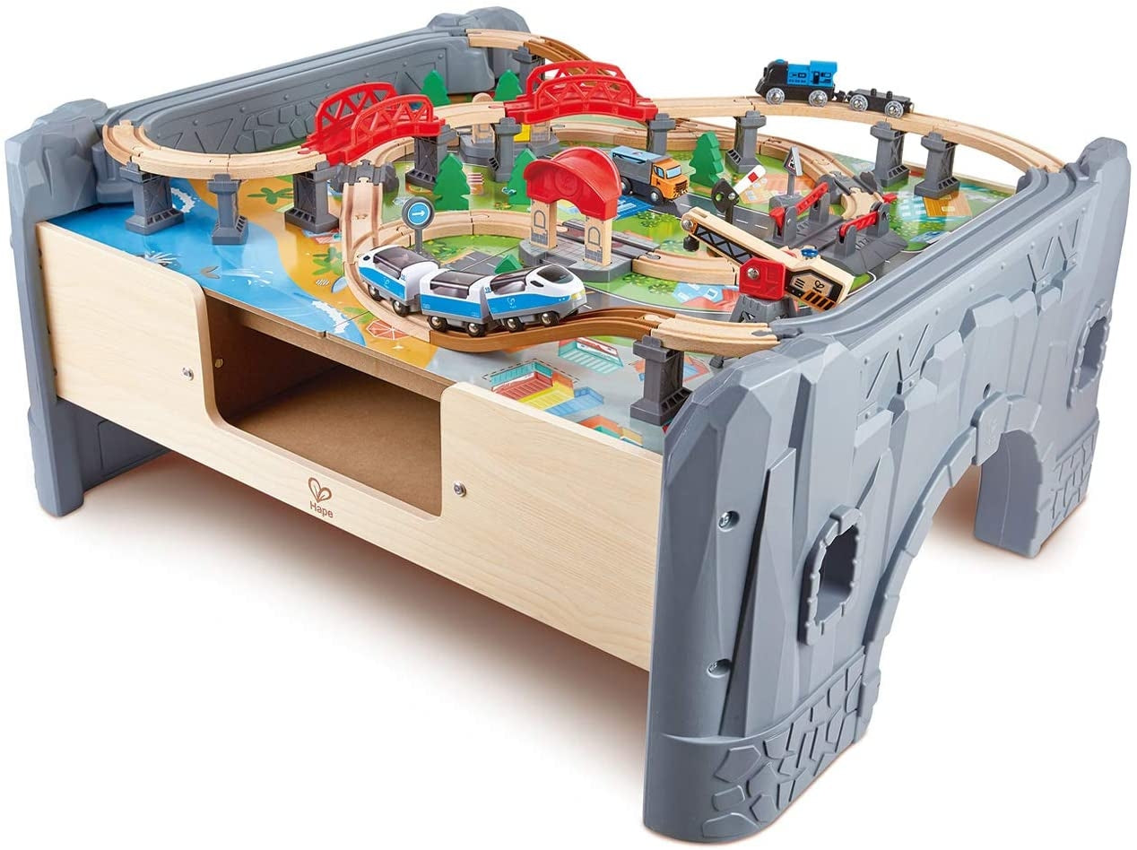 Hape 70 Piece Railway Train Table Set Toy
