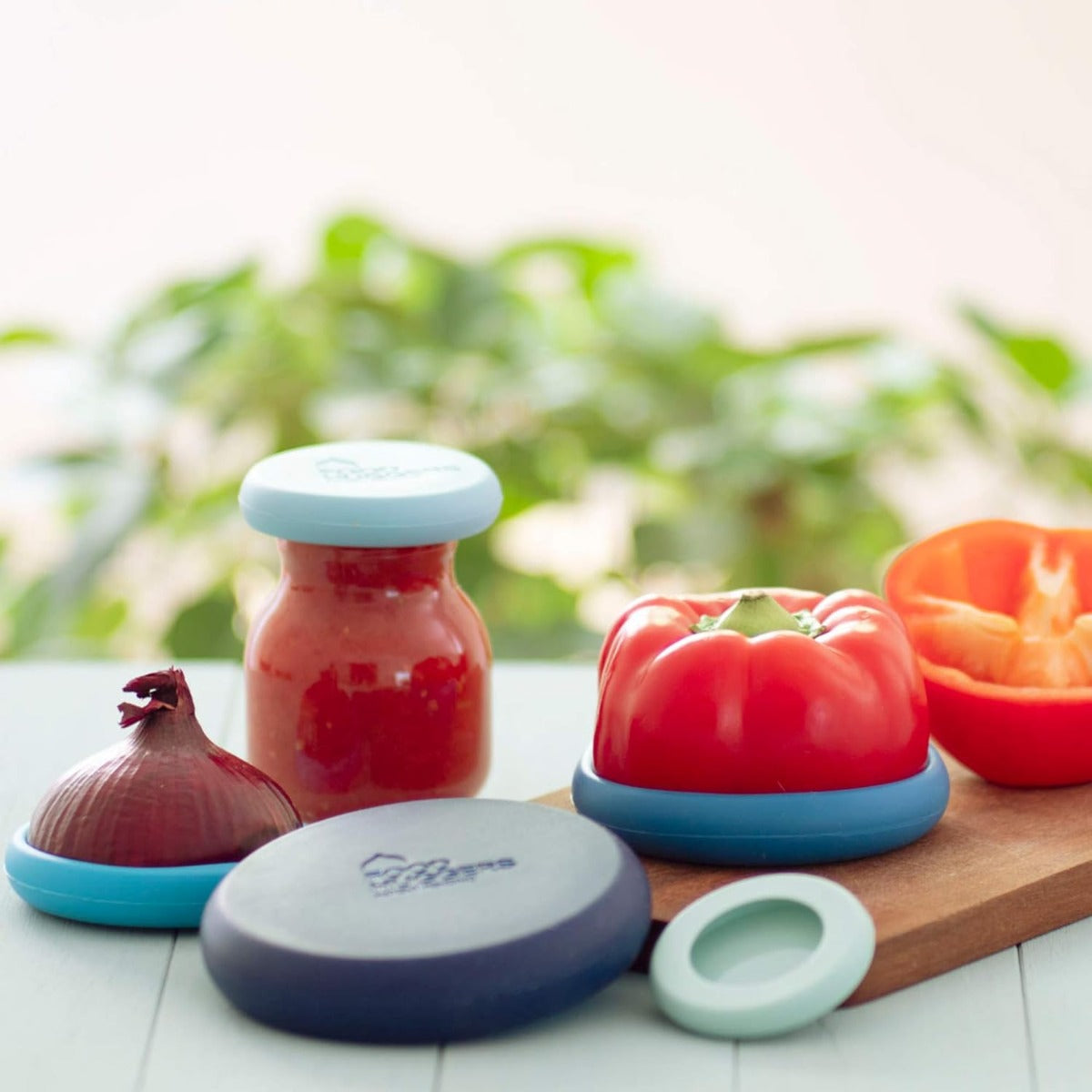Food Huggers Set of 5 Reusable Silicone Food Savers (4 Colors) - Pupsik Singapore
