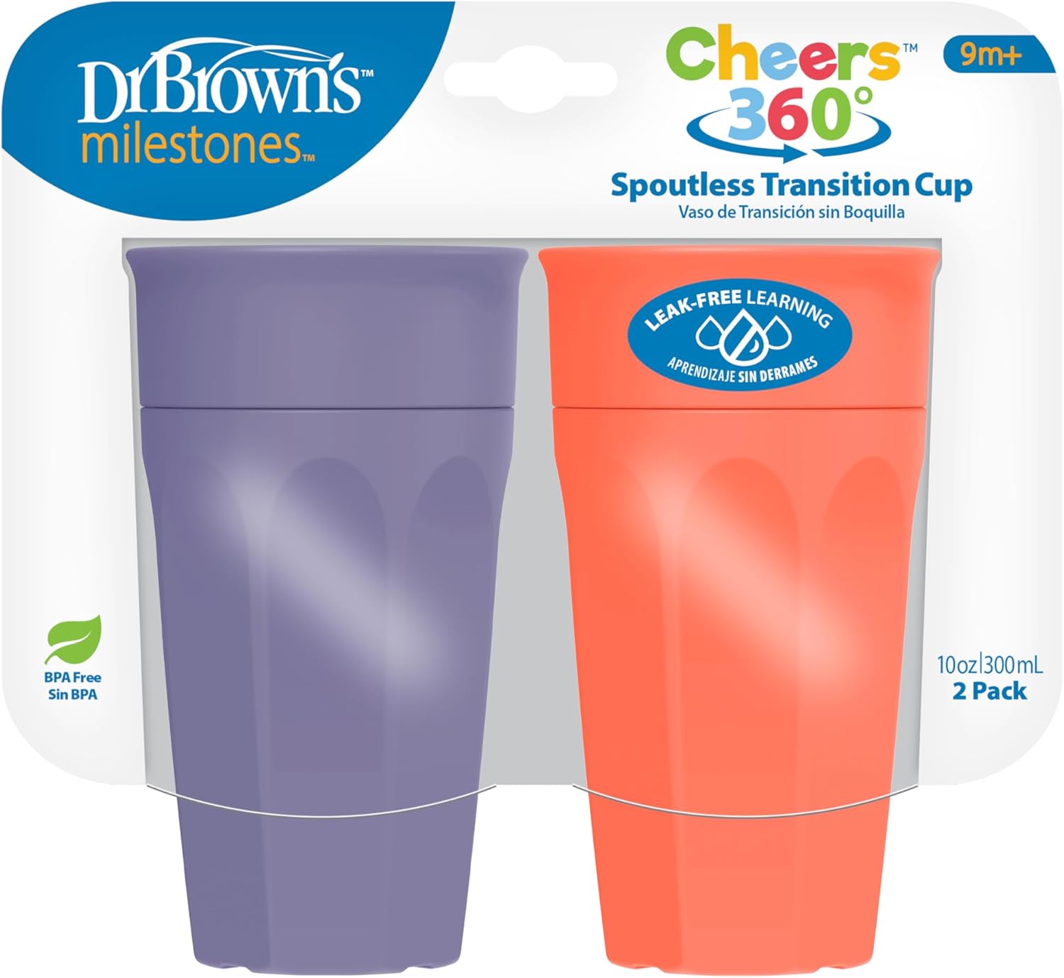 Dr. Brown’s Milestones Cheers360 Cup, 10 oz/300 mL - 2pk (3 Colors)