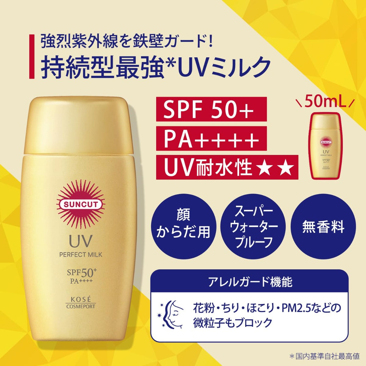 Kose Suncut Perfect UV Milk Sunscreen SPF50+ PA++++, 50ml (Exp 02/27)