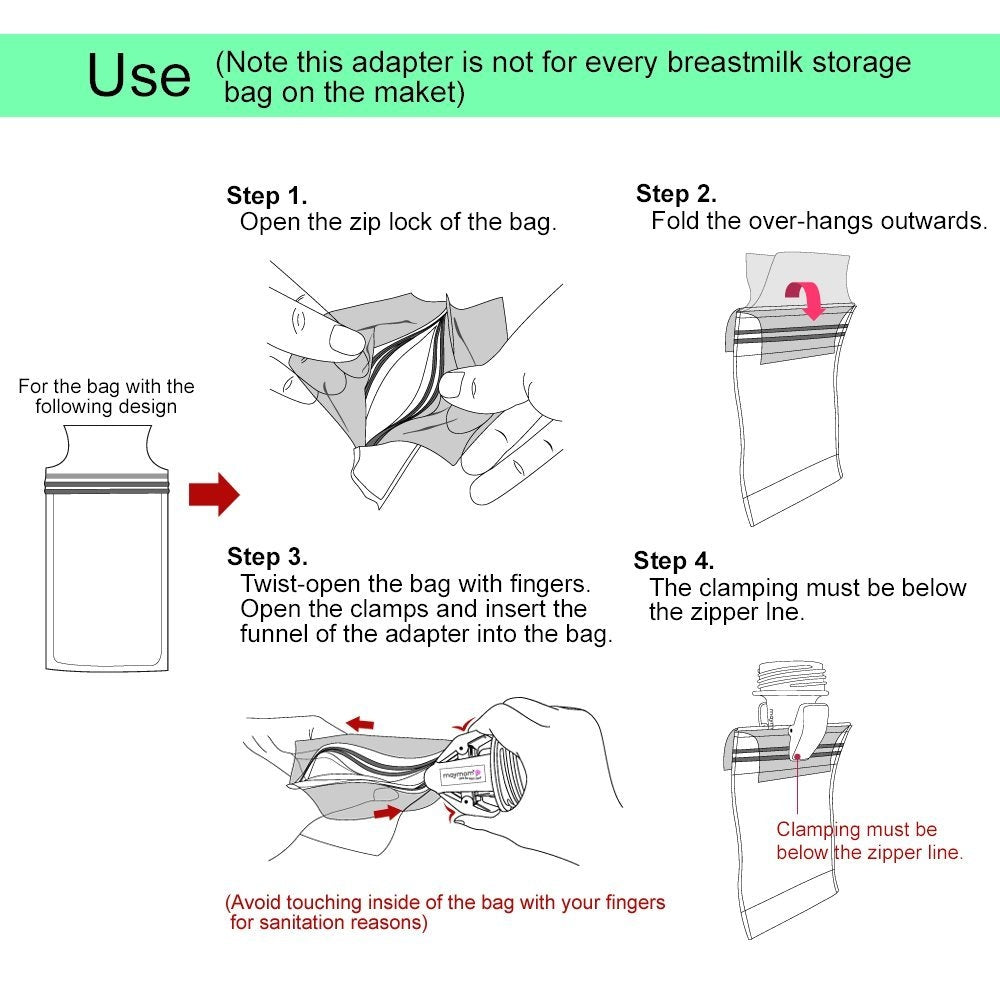 Maymom Breastmilk Storage Bag Adapters for Wide Neck Flange - 1st Gen (2pk)