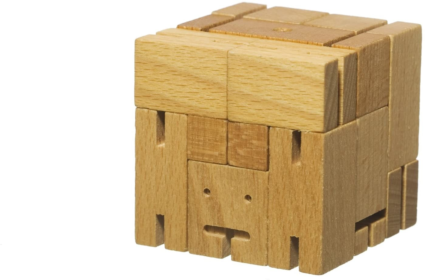 Areaware Medium Cubebot Wooden Toy Robot Puzzle - Natural