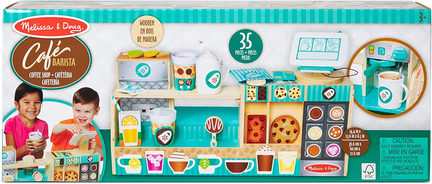 Melissa & Doug Wooden Cafe Barista Coffee Shop Play Set