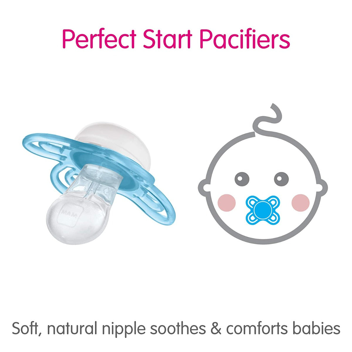 MAM Perfect Start Pacifier with Case, 0-2M (3 Assorted Designs)