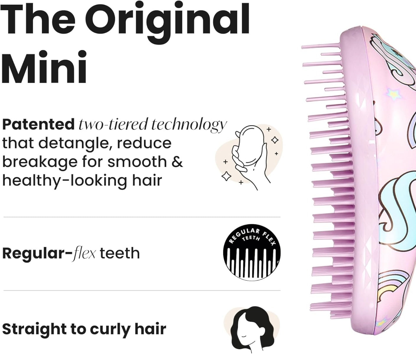 Tangle Teezer Original Detangling Mini Hairbrush, Straight & Curly (5 Designs)