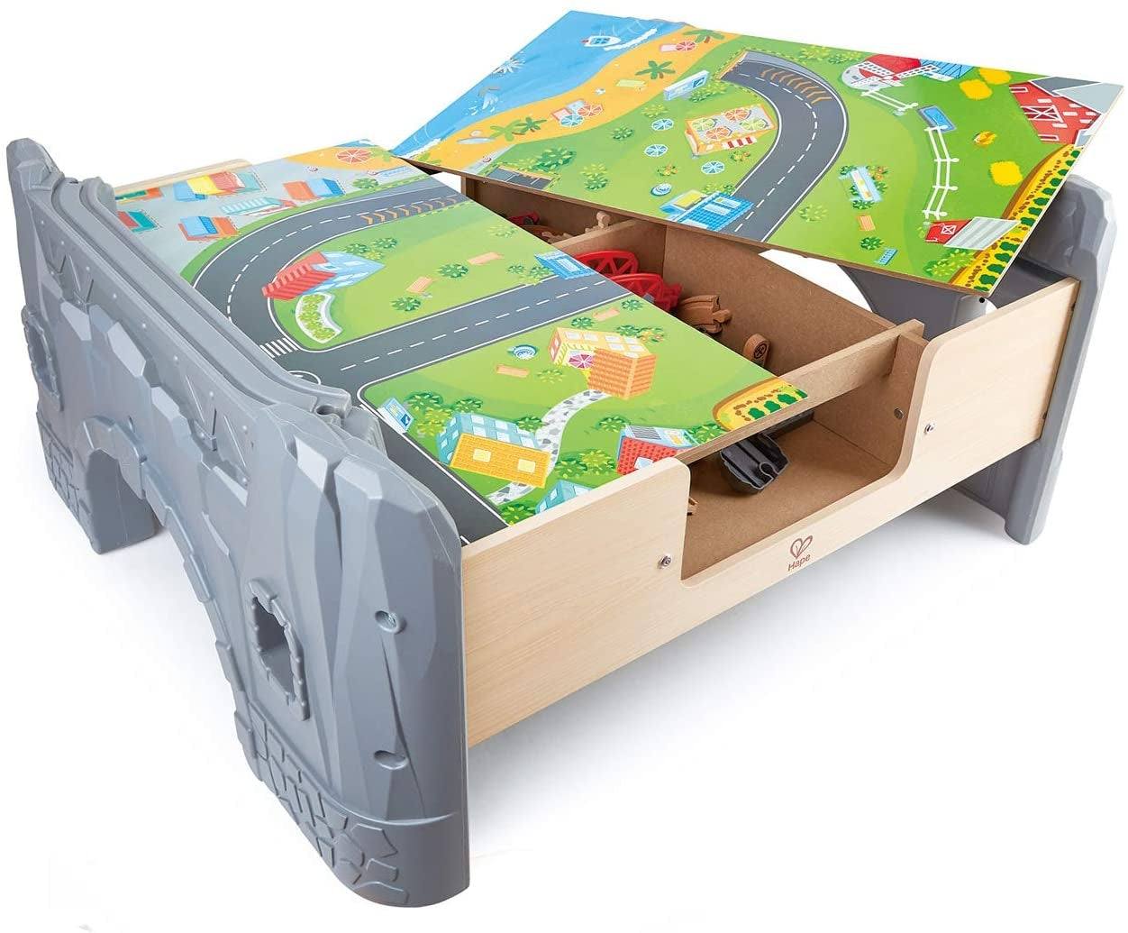 Hape 70 Piece Railway Train Table Set Toy