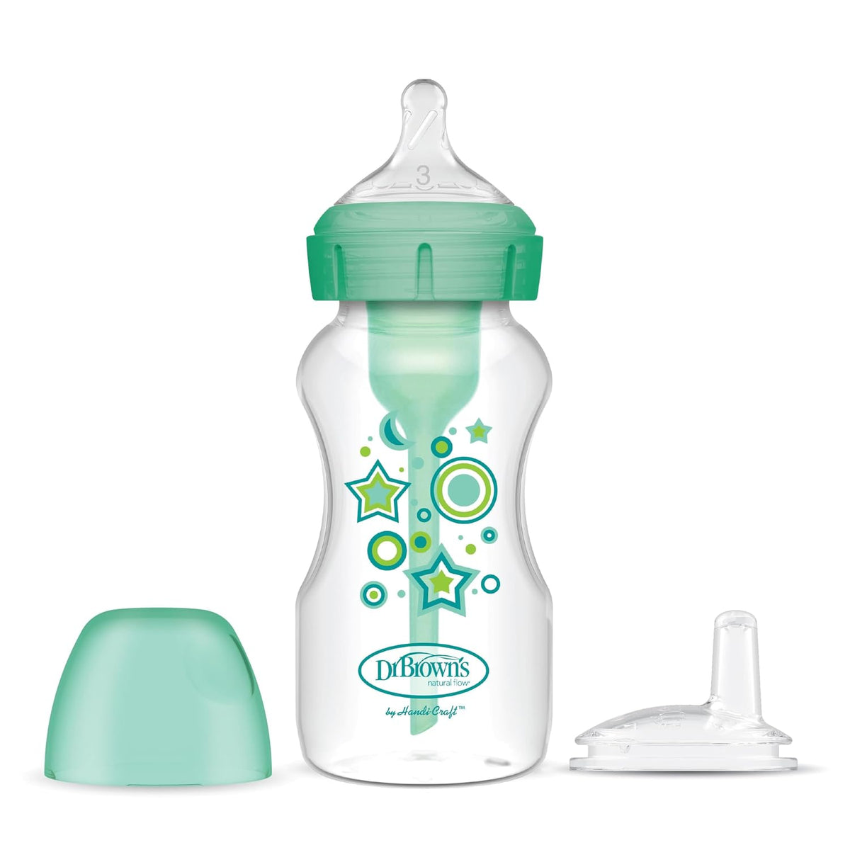 Dr. Brown's Options+ Anti-Colic Wide Bottle to Sippy Starter Kit, 9oz/270ml | 6M+