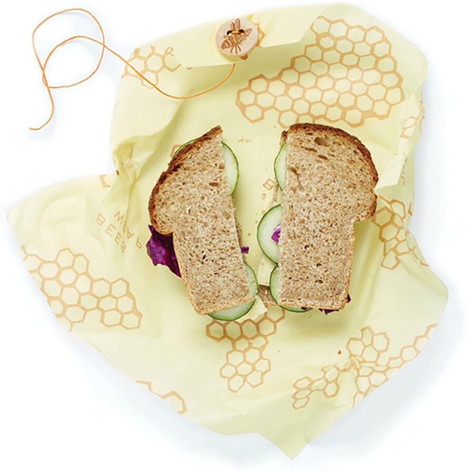 Bee's Wrap Reusable Food Wrap, Sandwich with Tie (1pc) - Honeycomb