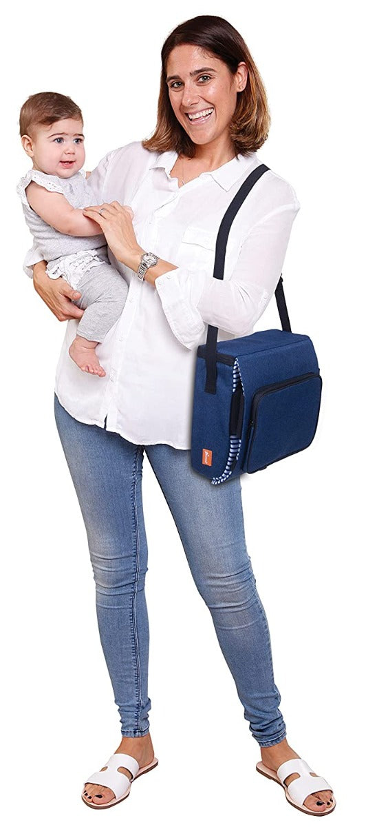 Dreambaby Grab 'N Go Booster Seat - Navy Denim Stripes