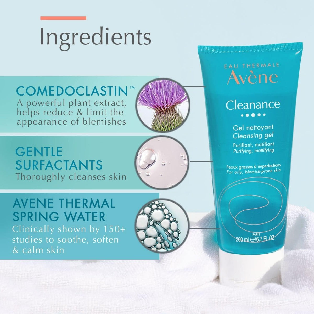 Avene Cleanance Cleansing Gel, 200ml (Tube) - Exp 12/25