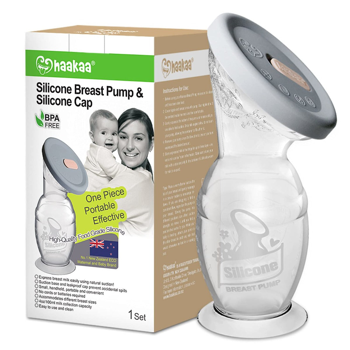 Haakaa Gen 2 Silicone Manual Breast Pump, 100ml (w/ Suction Base & Lid) - 3 Colors - Pupsik Singapore