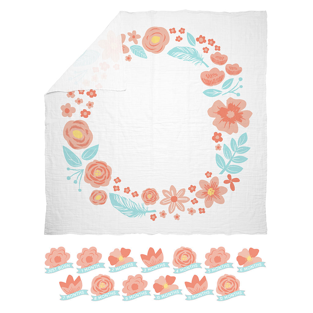 Pearhead Watch Me Grow Photo Blanket - Floral