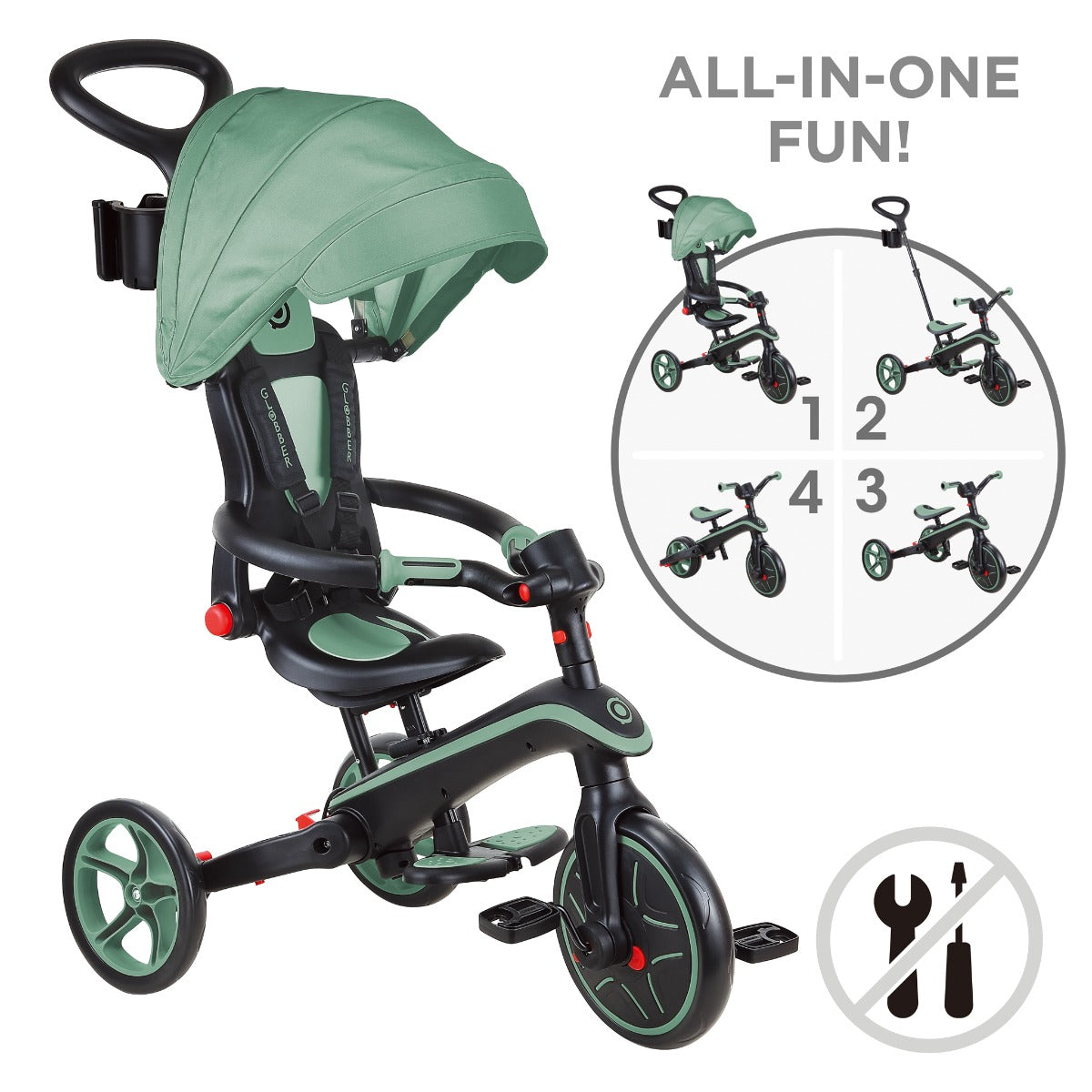 Globber Explorer Trike Foldable 4-in-1 (5 Colors) - Pupsik Singapore