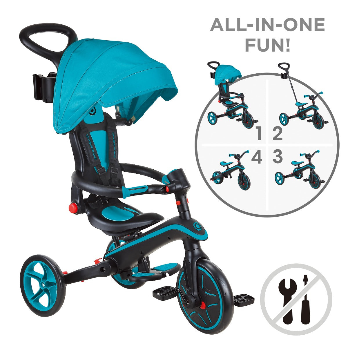 Globber Explorer Trike Foldable 4-in-1 (5 Colors) - Pupsik Singapore