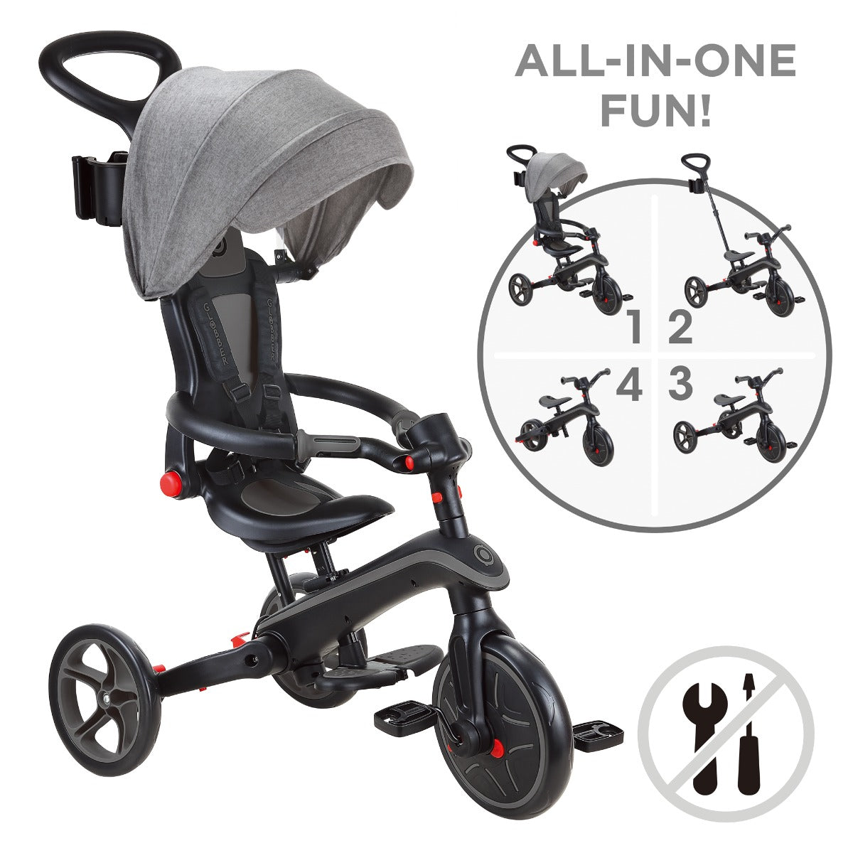 Globber Explorer Trike Foldable 4-in-1 (5 Colors) - Pupsik Singapore