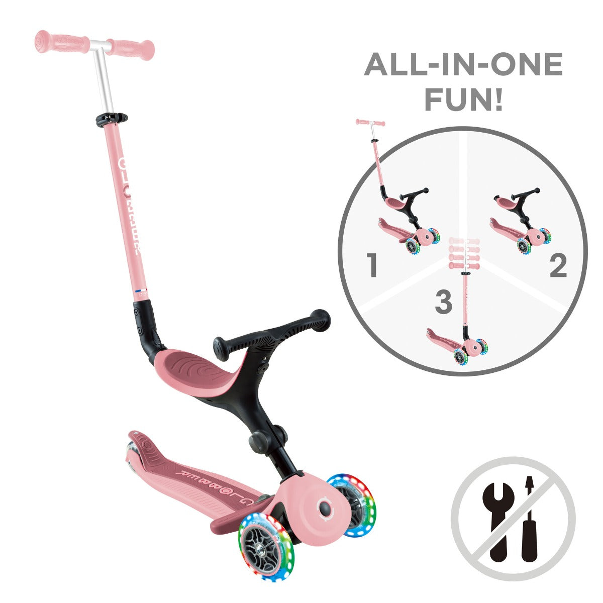 Globber GO•UP Active Lights Foldable Convertible Scooter (2 Colors)