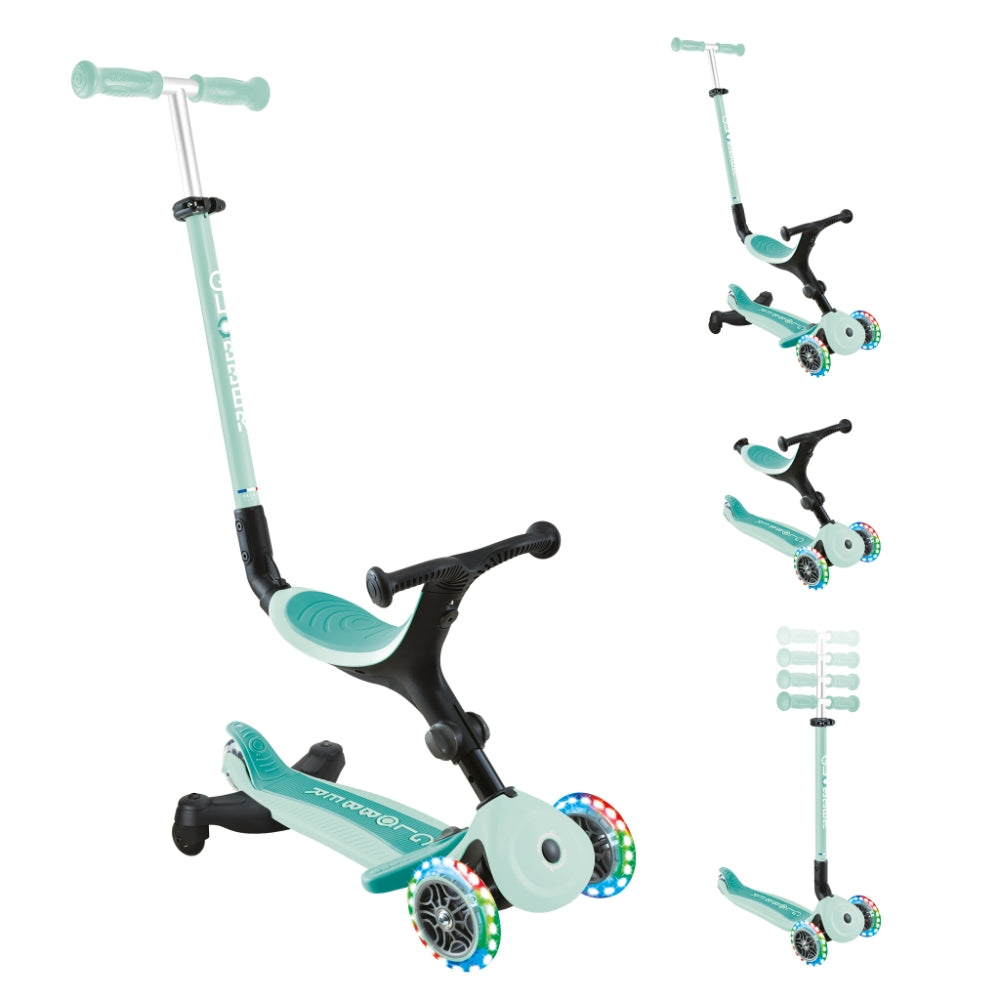 Globber GO•UP Active Lights 360° Foldable Convertible Scooter (LED Wheels) - Mint