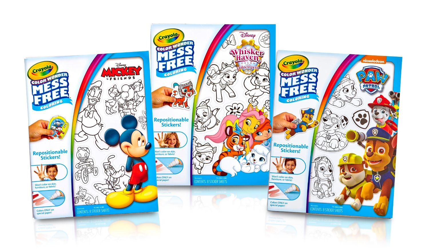Crayola Color Wonder Mess Free Stickers - Mickey, Paw Patrol, Whisker Haven [Party Pack, 24 sets]