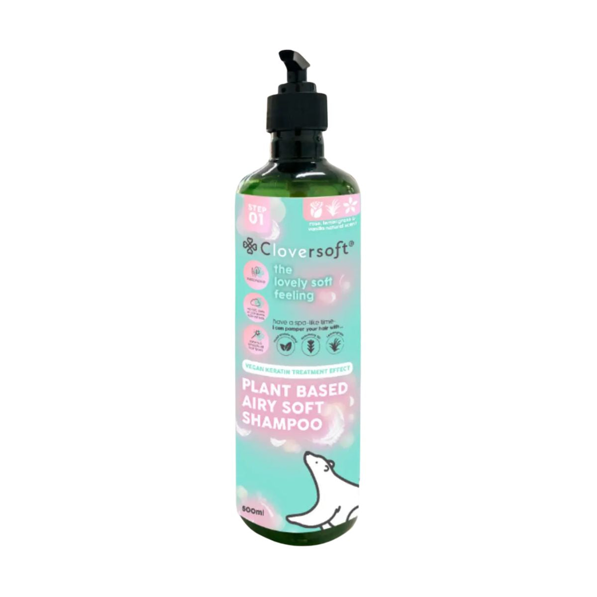 Cloversoft Plant-Based Airy Soft Hair Shampoo, 500ml - Rose, Vanilla & Lemongrass (Exp 12/28) - Pupsik Singapore