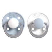 Rabael Duo Natural Rubber Round Pacifiers, 2pk - Cold White Pony / Snowy Sky Pony (2 Sizes)