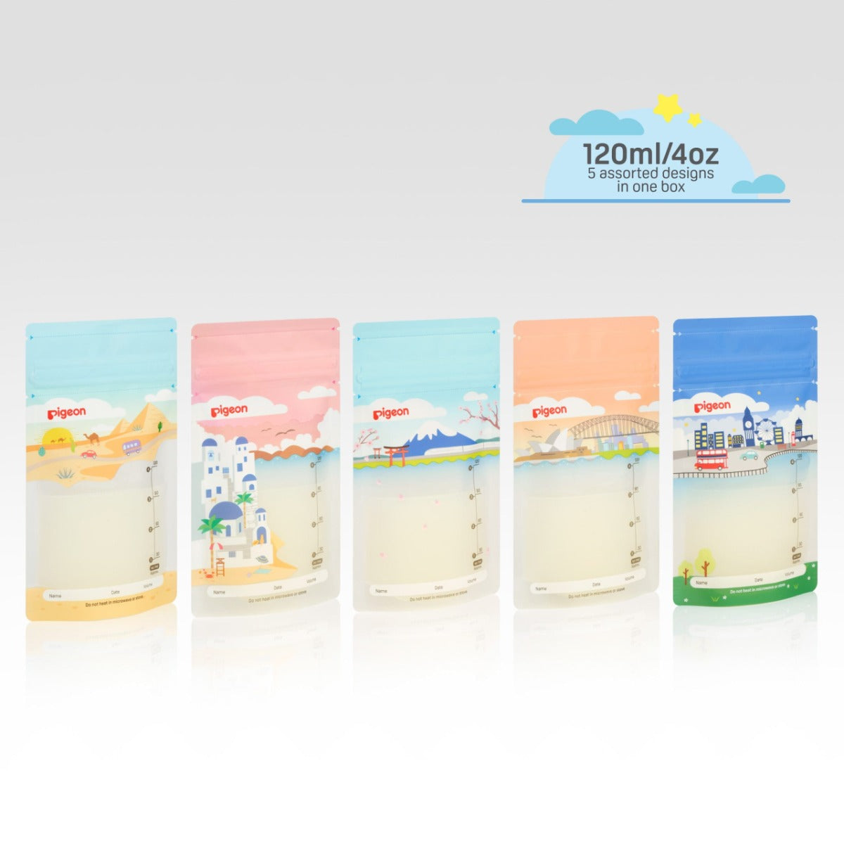 Pigeon Breastmilk Storage Bags, 120ml (25pcs) - Holiday (Exp 11/30)