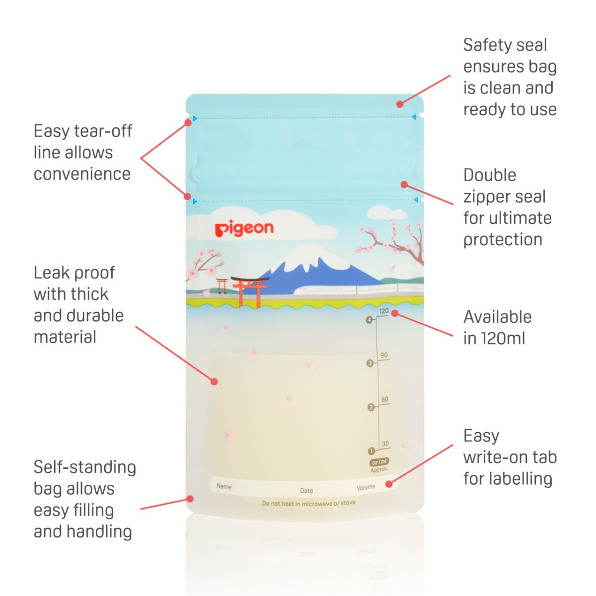 Pigeon Breastmilk Storage Bags, 120ml (25pcs) - Holiday (Exp 11/30)