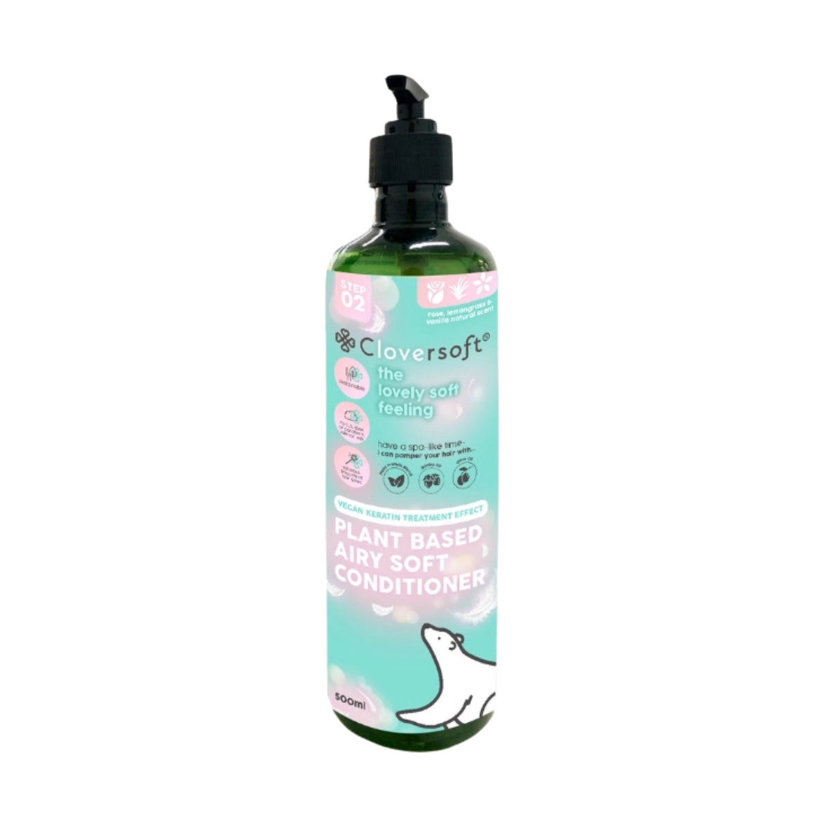 Cloversoft Plant-Based Airy Soft Hair Conditioner, 500ml - Rose, Vanilla & Lemongrass (Exp 11/28) - Pupsik Singapore
