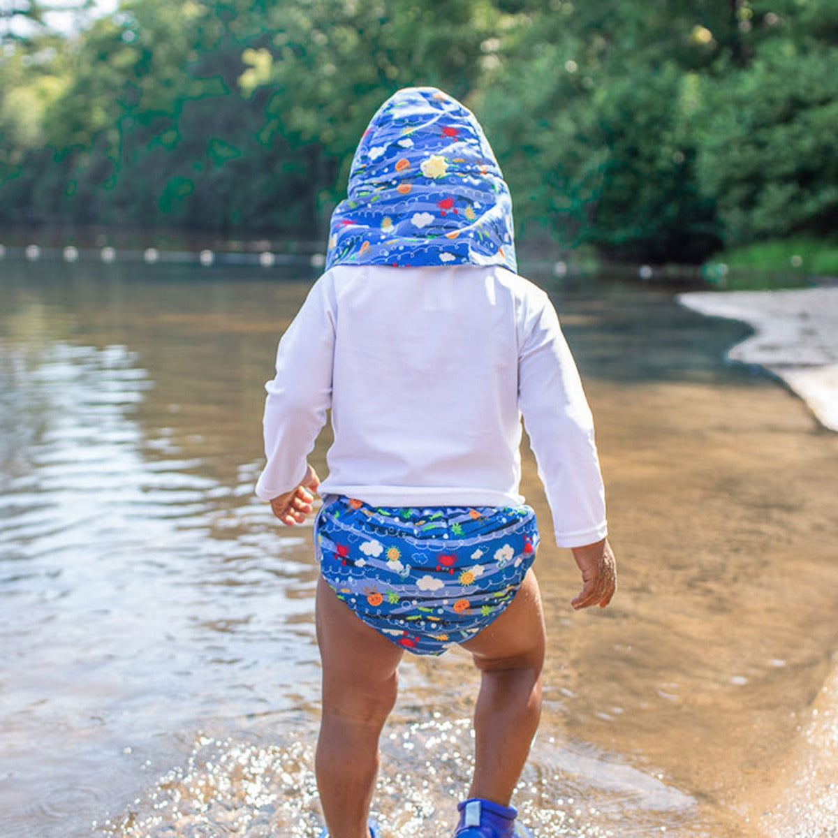 IPlay Flap Sun Protection Hat - Navy Fish Geo