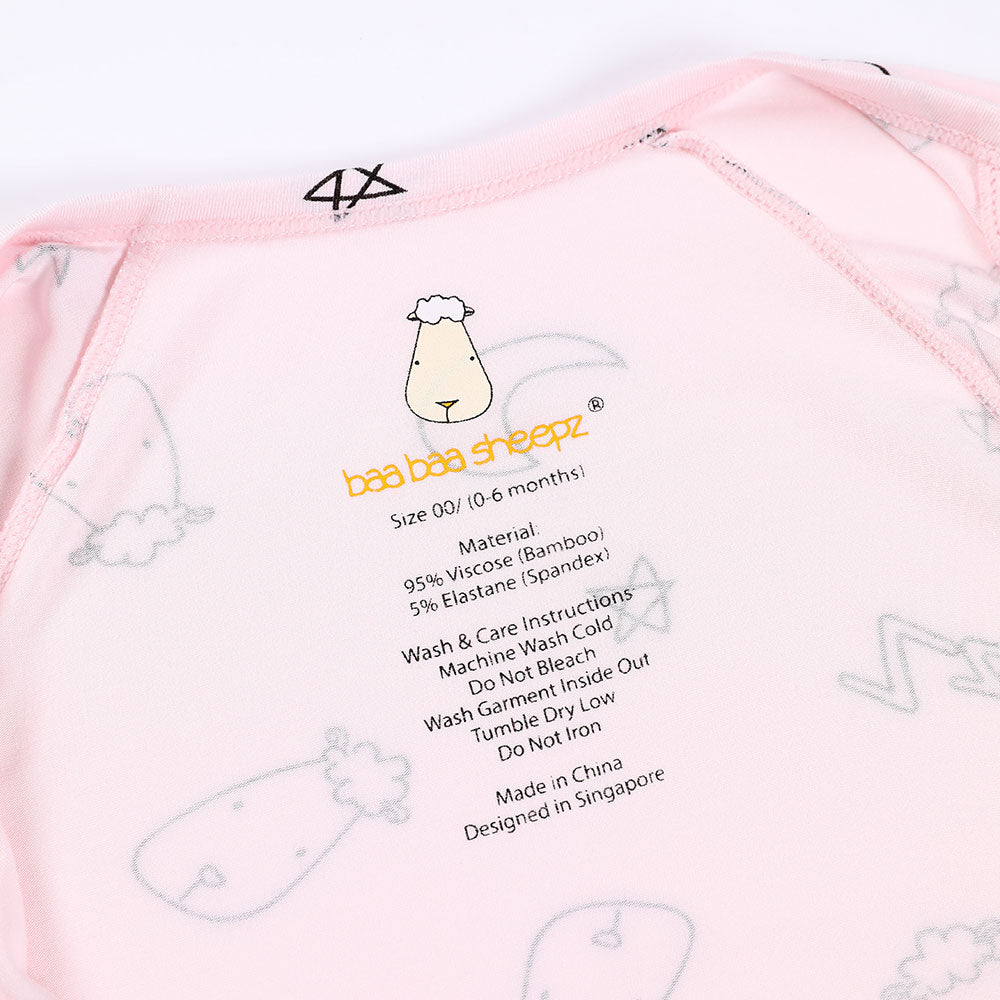 Baa Baa Sheepz Baby Side Snap Romper - Sweet Dreams Baa Baa Pink