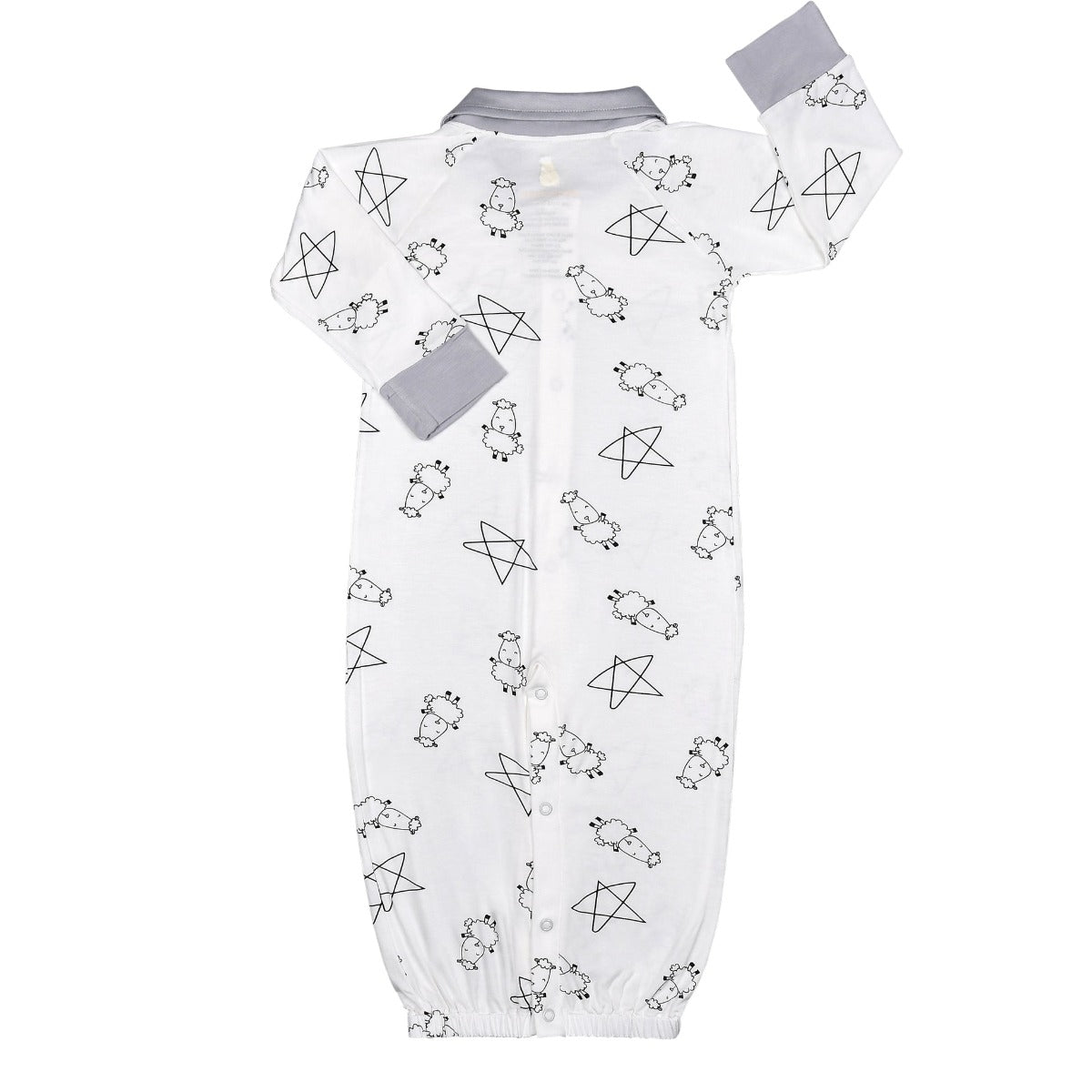 Baa Baa Sheepz Convertible Gown & Romper -Cute Big Star & Sheepz White (4 Sizes)
