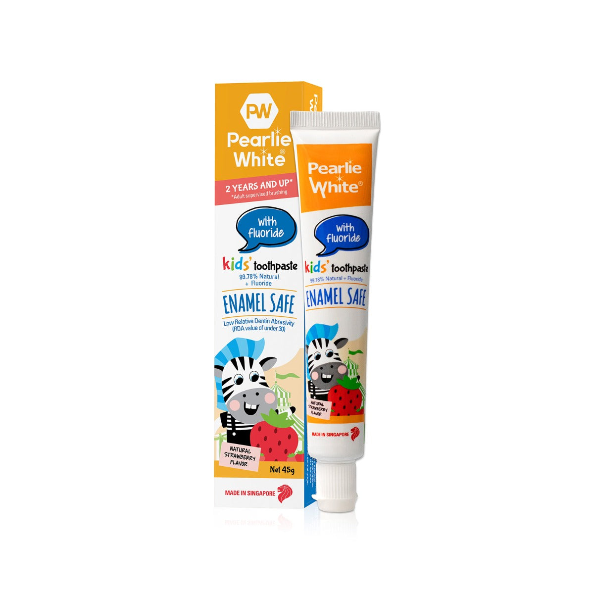 [3 Pack] Pearlie White Enamel Safe Kids’ Fluoride Toothpaste (Strawberry), 45g - exp 02/27