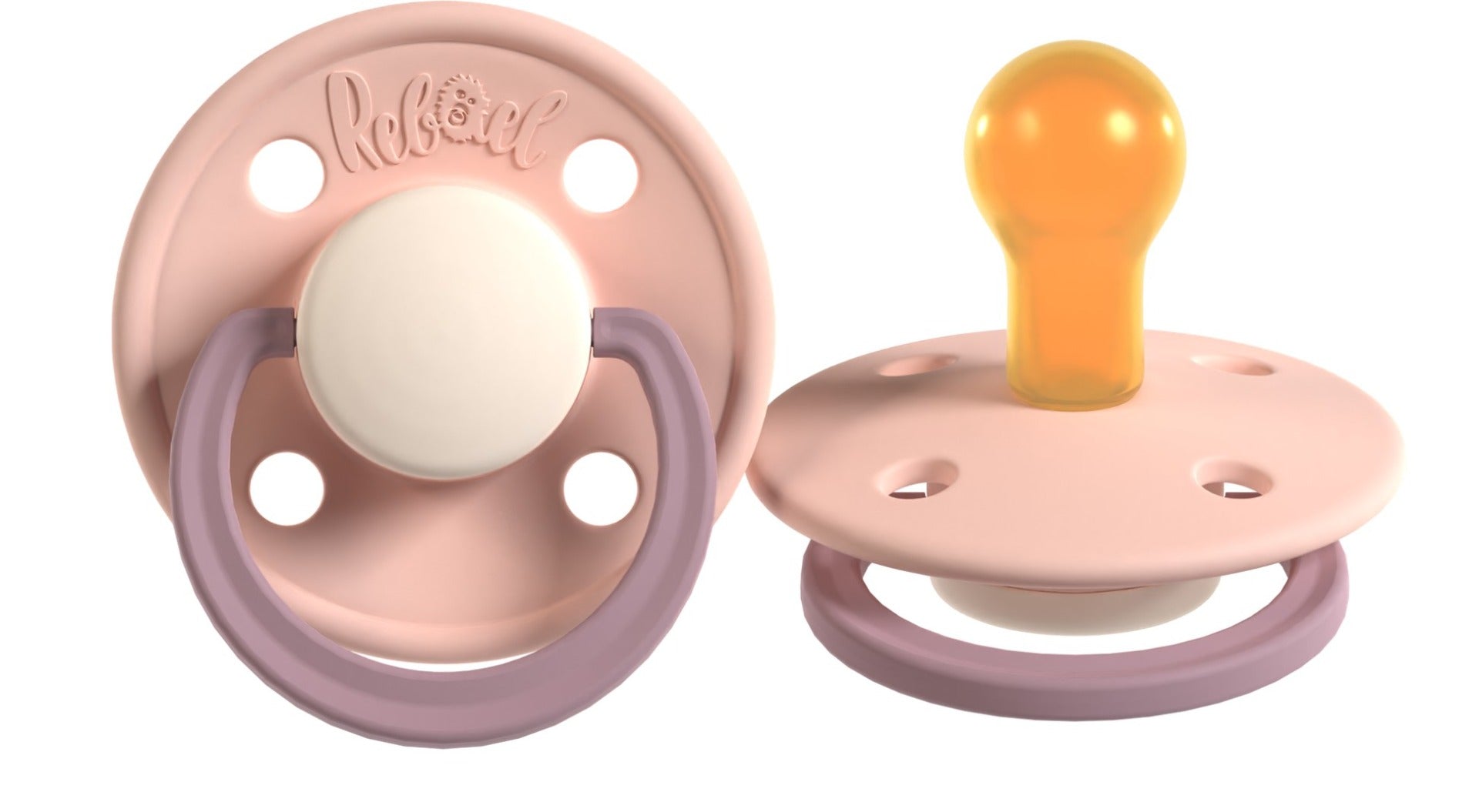 Rabael Duo Natural Rubber Round Pacifiers, 2pk - Tornado Pearly Rhino/Misty Pearly Poodle