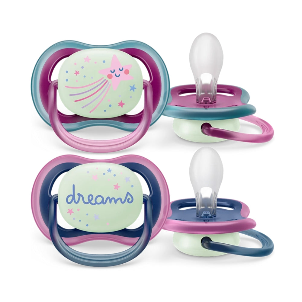 Philips Avent Ultra Air Night Pacifier, 2pk - 6-18M (2 Designs)