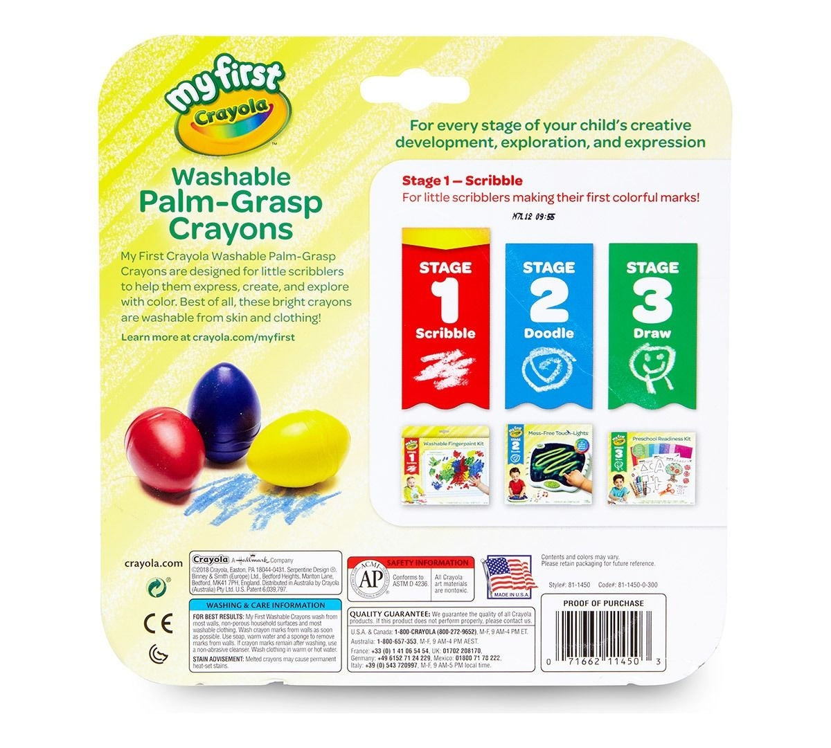 Crayola My First Washable Palm-Grasp Crayons (3pc)