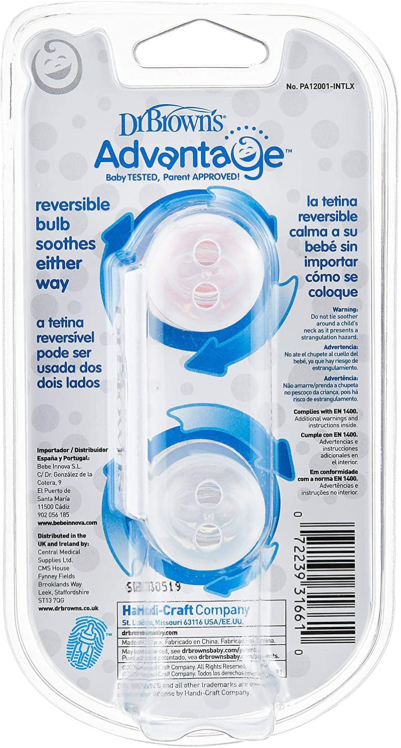 Dr. Brown's Advantage Baby Pacifiers - Stage 1 (0-6m) (2pc) (4 Designs) - Pupsik Singapore