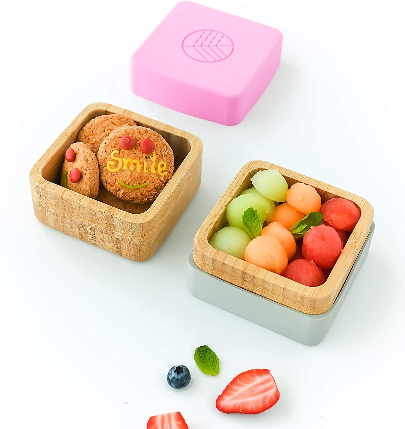 Eco Rascals Snack Pots, 2 pk - Pink, Grey - Pupsik Singapore