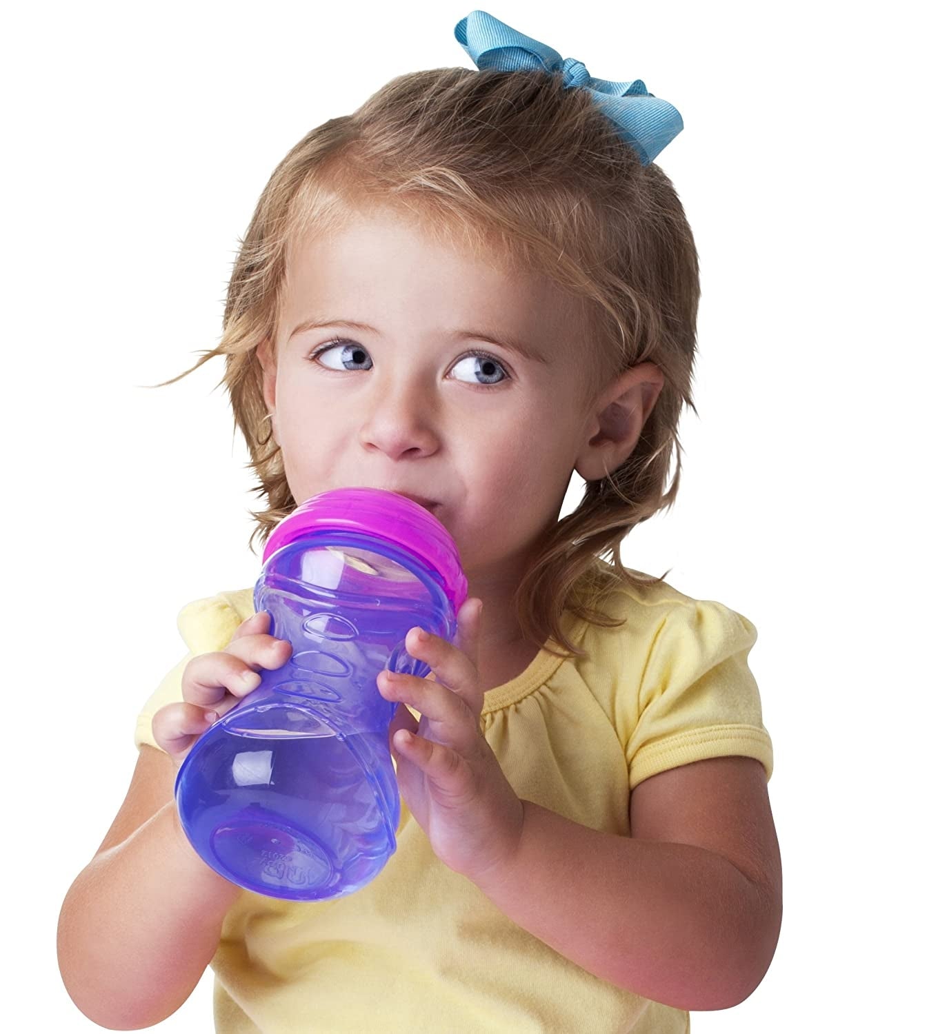 Nuby No-Spill Gripper Cups, 2 Pk, 300ml - Pink/Purple