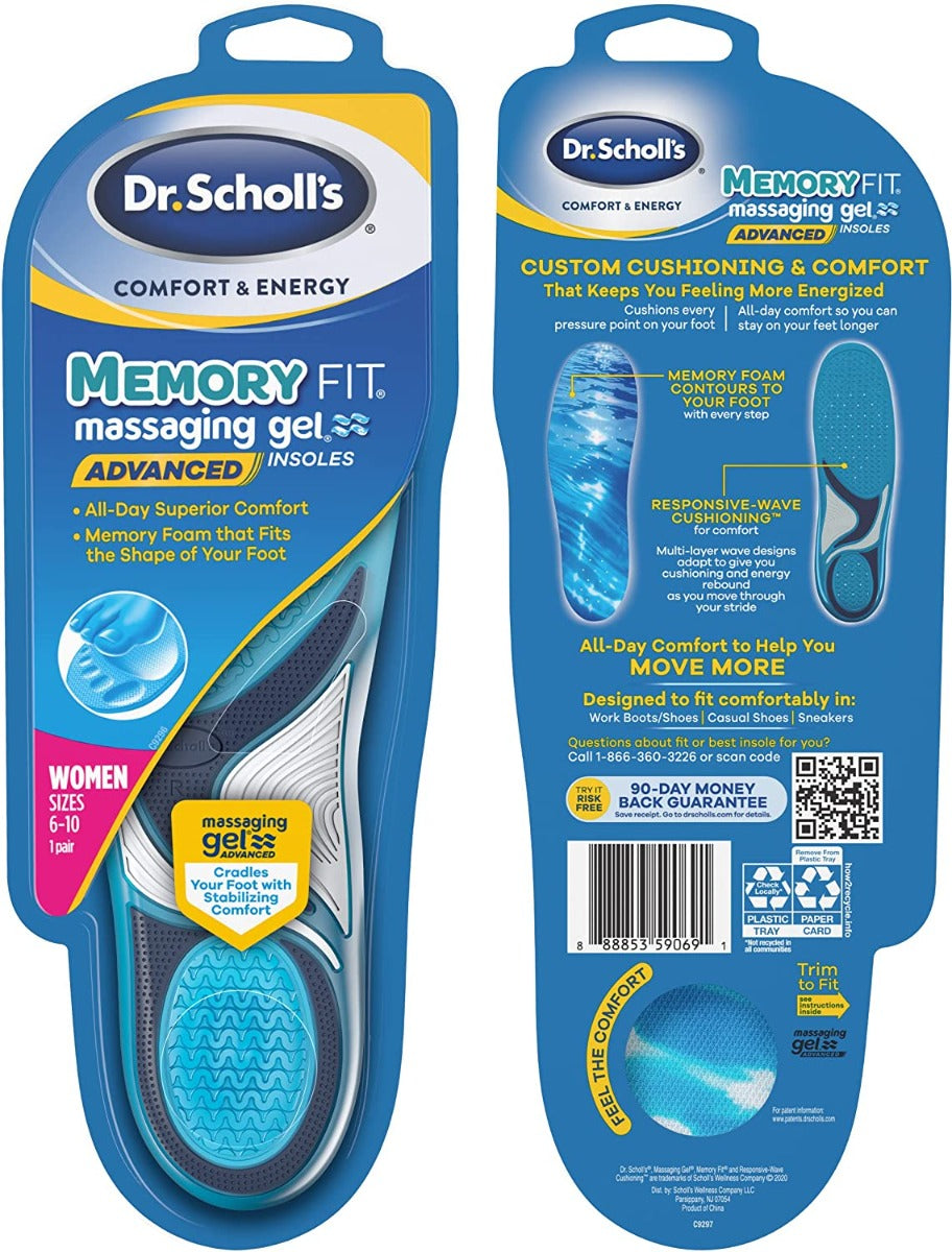 Dr Scholl's Comfort & Energy Memory Fit Massaging Gel Insoles