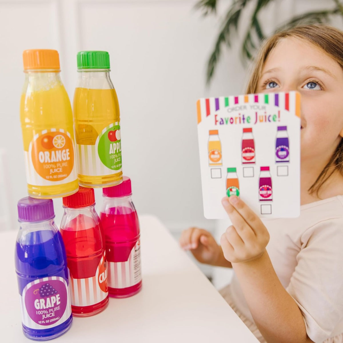 Melissa & Doug Tip & Sip Toy Juice Bottles Food Set, 6pcs