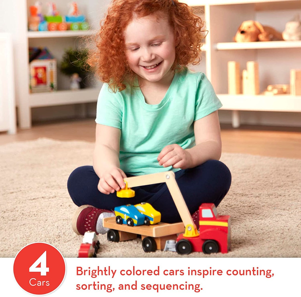 Melissa & Doug Magnetic Wooden Car Loader Set