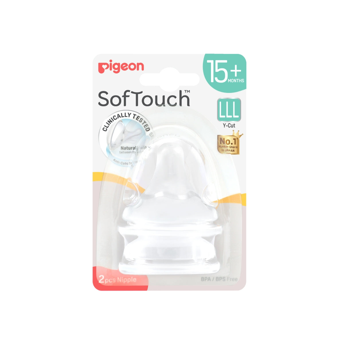Pigeon SofTouch™ Nipple 2pcs (5 Sizes) - Pupsik Singapore